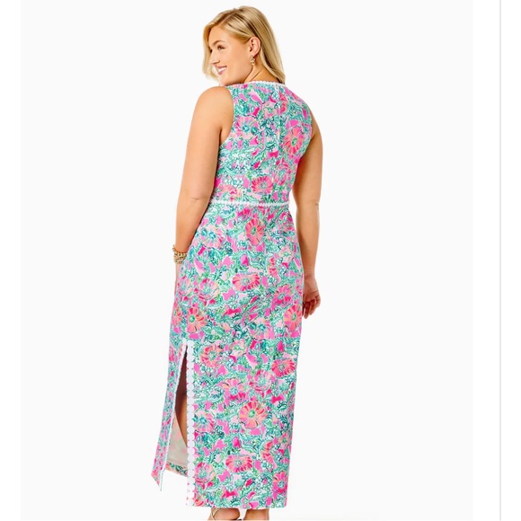 Lilly Pulitzer Ashler Stretch Maxi Shift Dress in Soleil Pink Perfect Poppy NWT - Picture 4 of 5